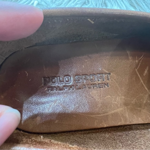 Polo Sport Ralph Lauren Brown Leather Slip On Penny Loafers Men’s Size 9.5M - Picture 8 of 9